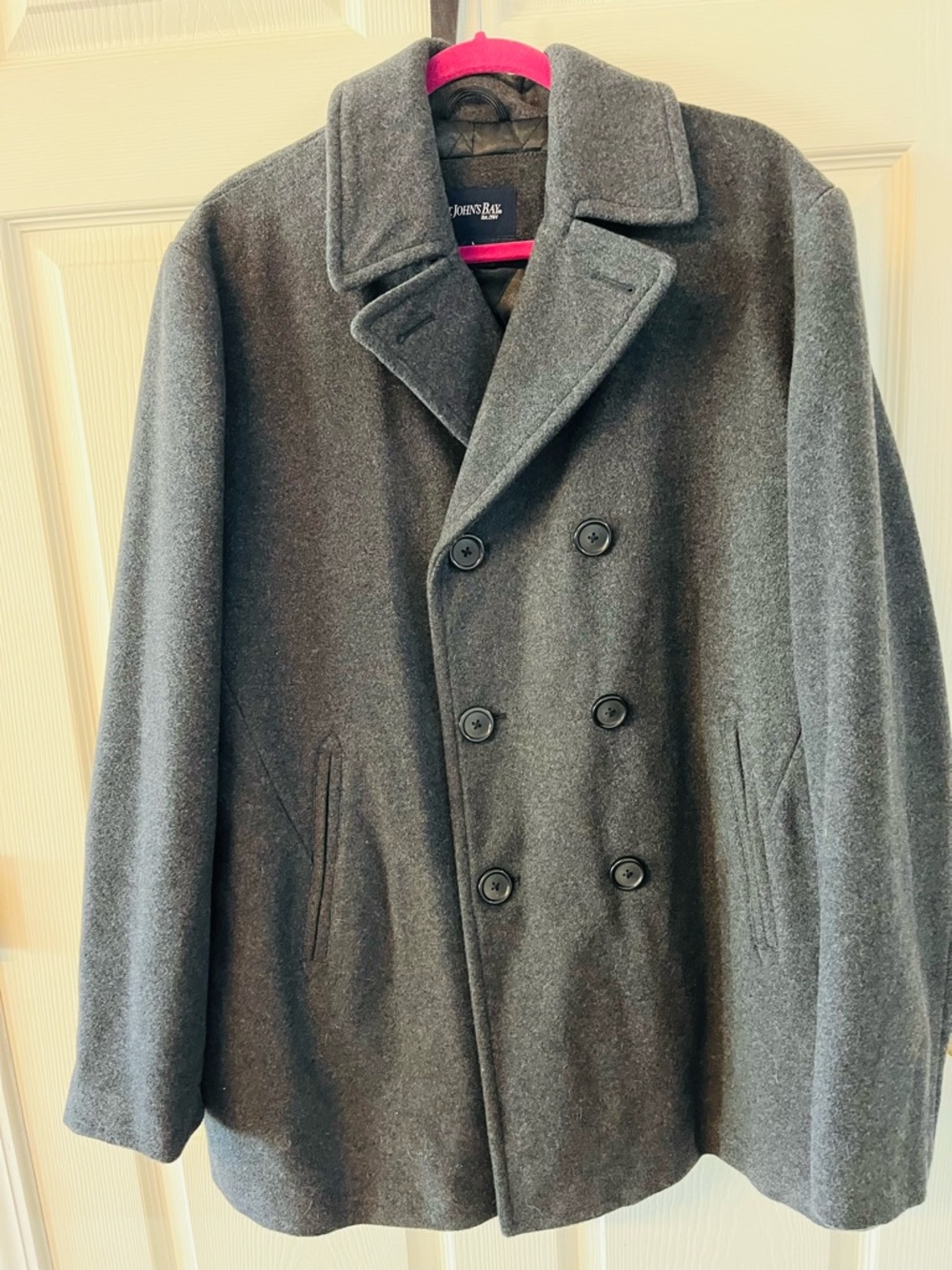 St. John's Bay Charcoal Gray Double-Breasted Peacoat size large